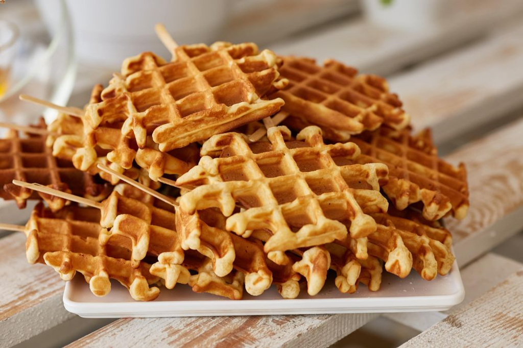 Mushroom and ham waffles