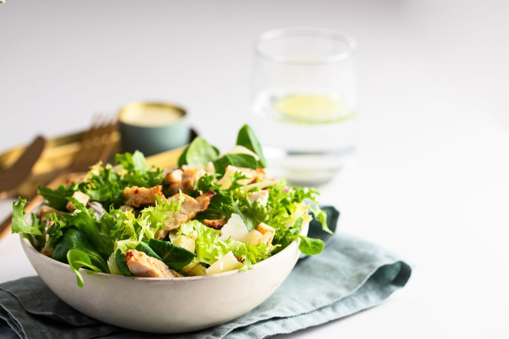 Romaine lettuce salad with chicken