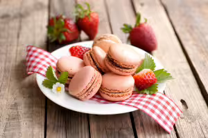Strawberry macaroons