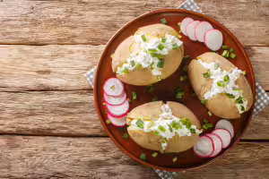 Stuffed potatoes with monk's head