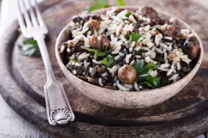 Wild rice with mushrooms