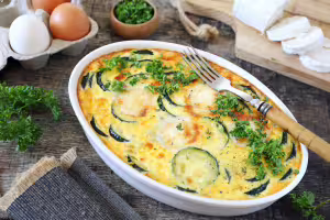 Zucchini gratin with cottage cheese