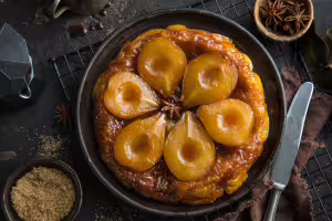 Pear tatin with sichuan berry