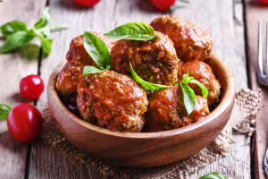 Wild boar meatballs in tomato sauce