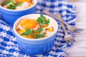 Egg cocotte with caviar