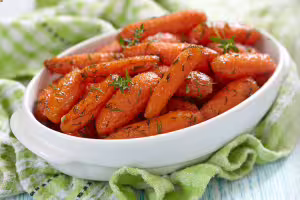 Braised carrots with flax seeds