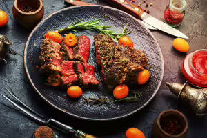 Grilled beef rib-eye steak