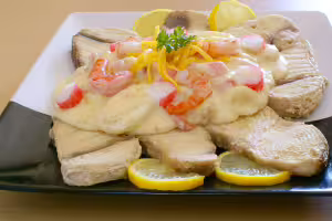 Shark steak in curry sauce