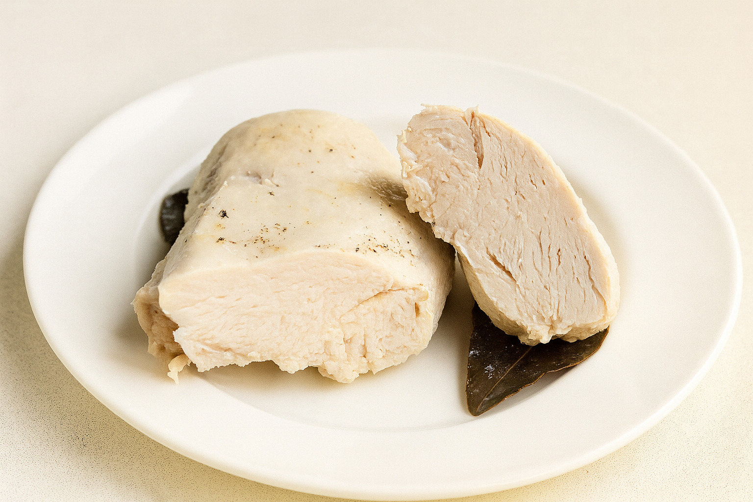 Zart pochierte hähnchenbrust