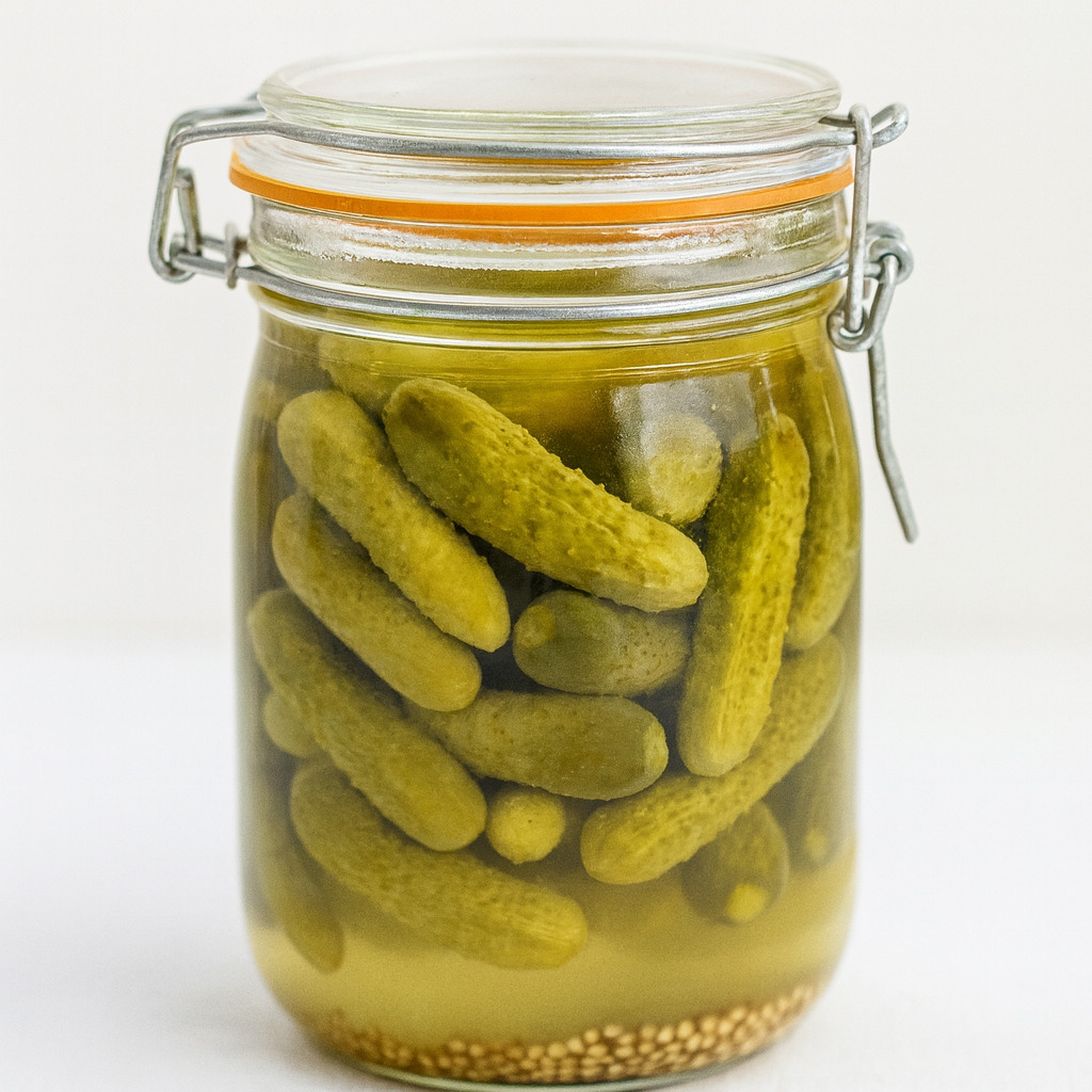 Eingelegte cornichons in essig