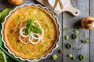 Tarte de potimarron, lardons et oignons caramélisés