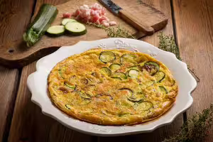 Zucchini and bacon quiche