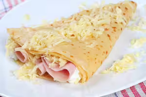 Homemade ham and cheese pancakes