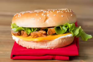 Chicken, cucumber and cheddar bagel