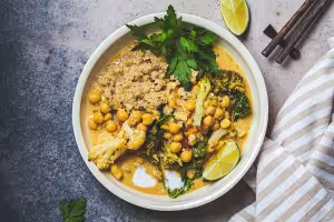 Vegetable curry and gourmet quinoa