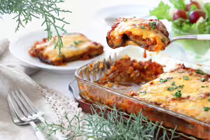 Eggplant gratin on